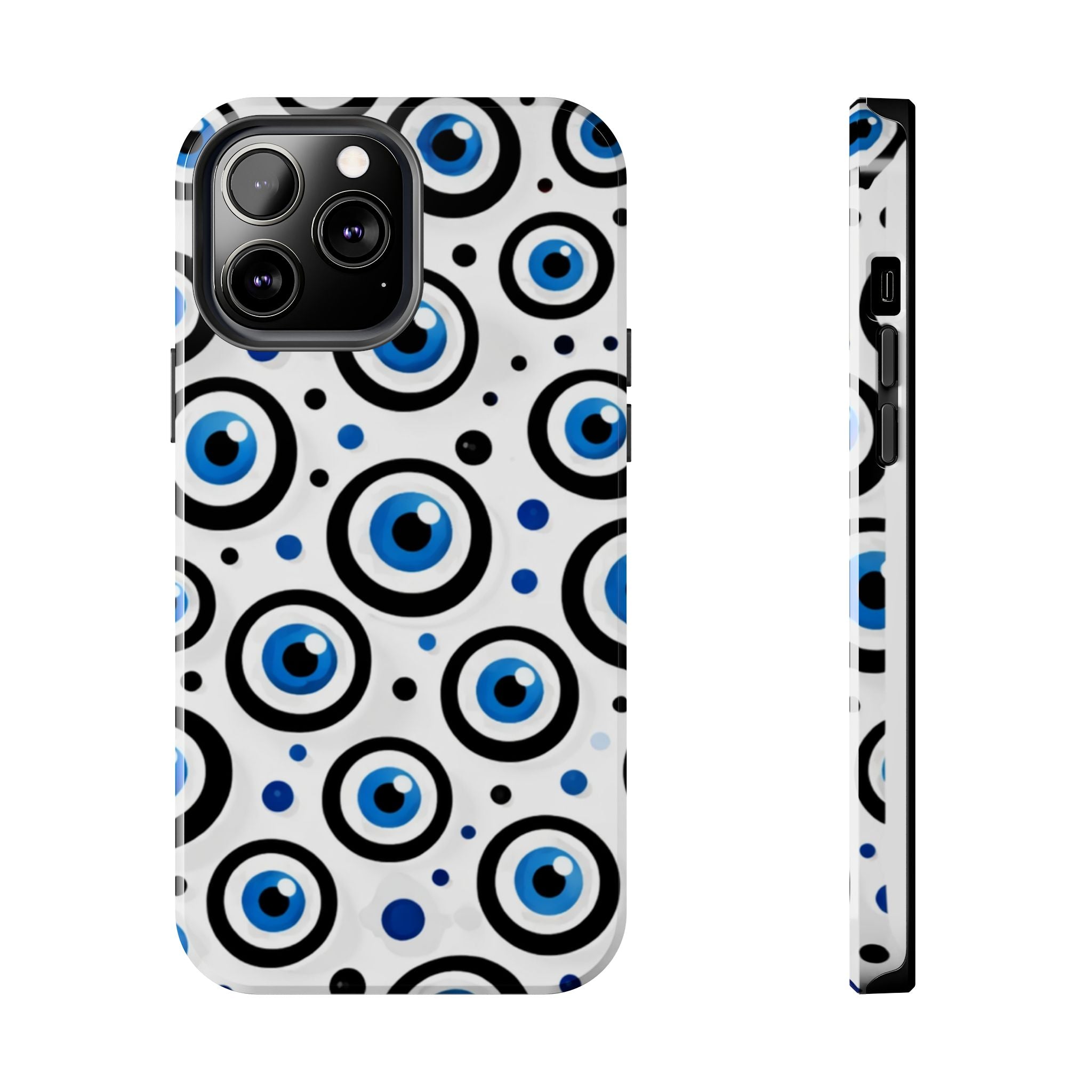 Blue Evil Eye Pattern Tough Phone Case — Protective Ceramic Nazar Design