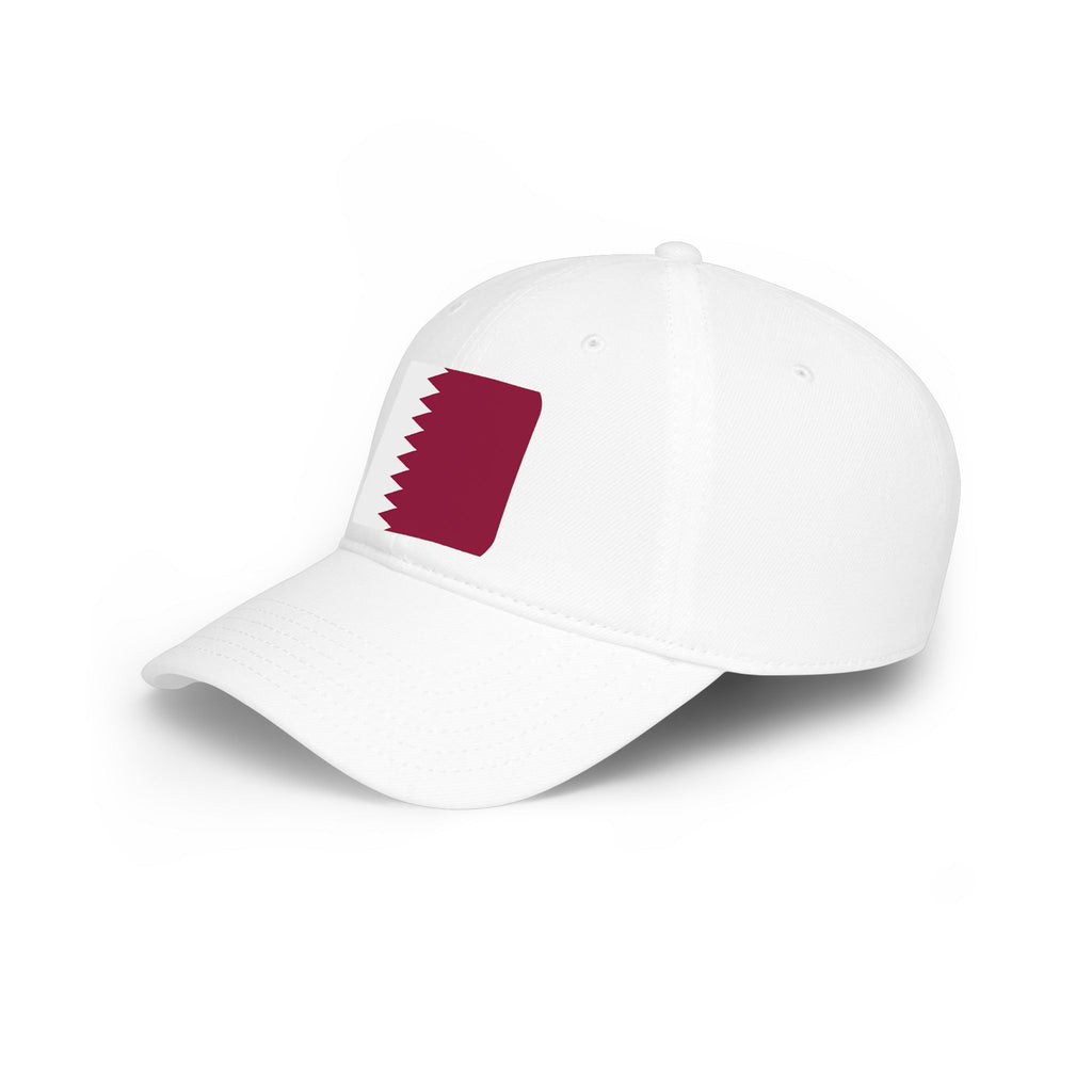Qatar Flag Baseball Cap — Low Profile White Dad Hat