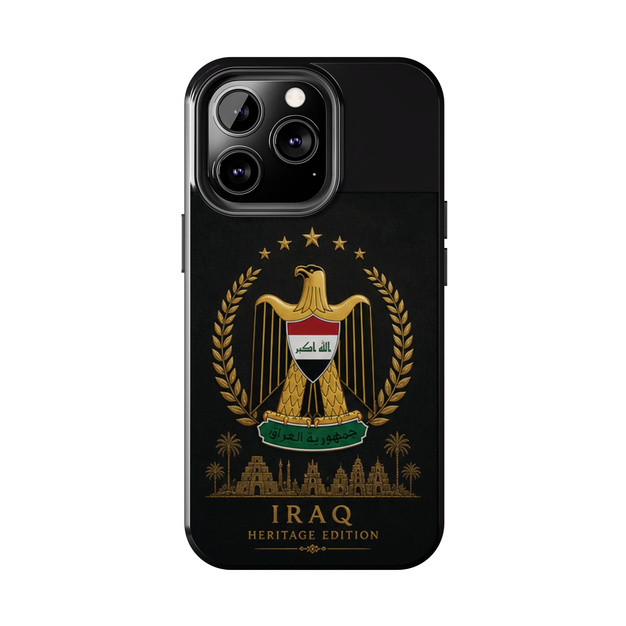 Iraq Coat of Arms Tough Phone Case — Arabic ‘Allahu Akbar’ Military Eagle Design