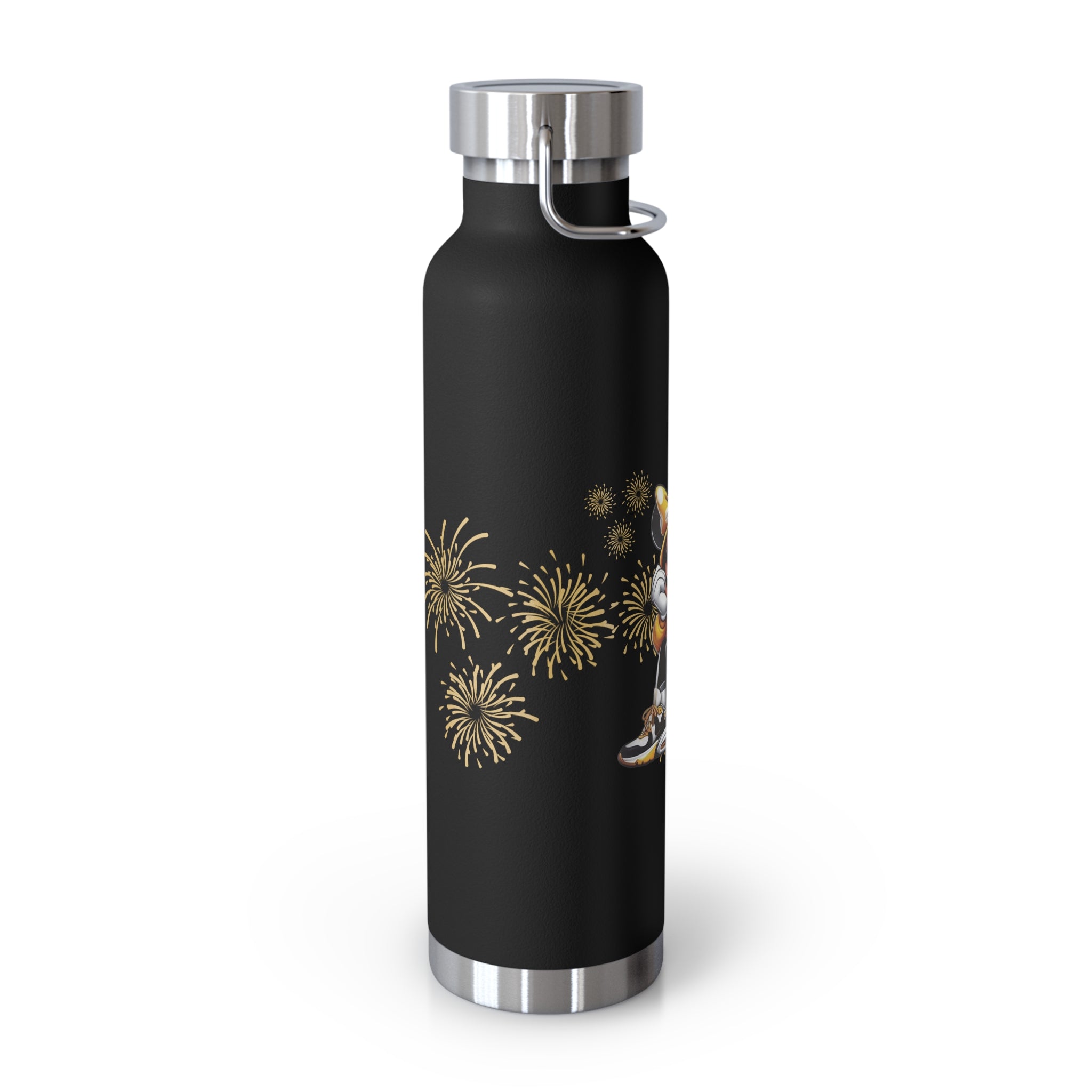 22oz Insulated Water Bottle — Cute Minnie Mouse Gold Sparkle Design