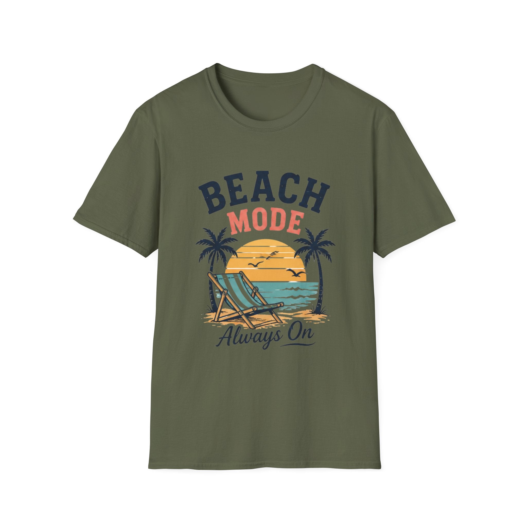 Beach Mode unisex T-Shirt — "Always On" Vintage Sunset Beach Graphic