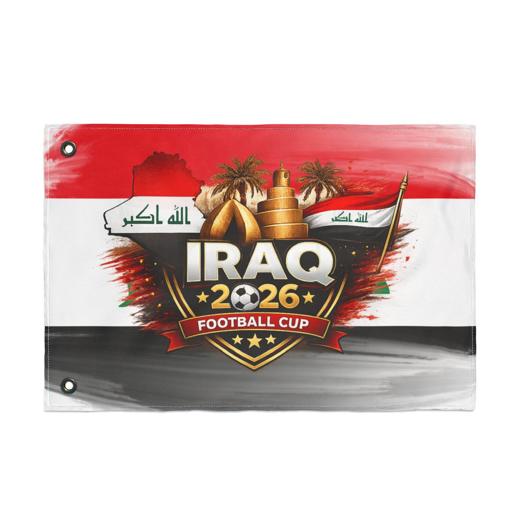 Iraq 2026 Football Cup Double-Sided Flag — National Team Support Banner