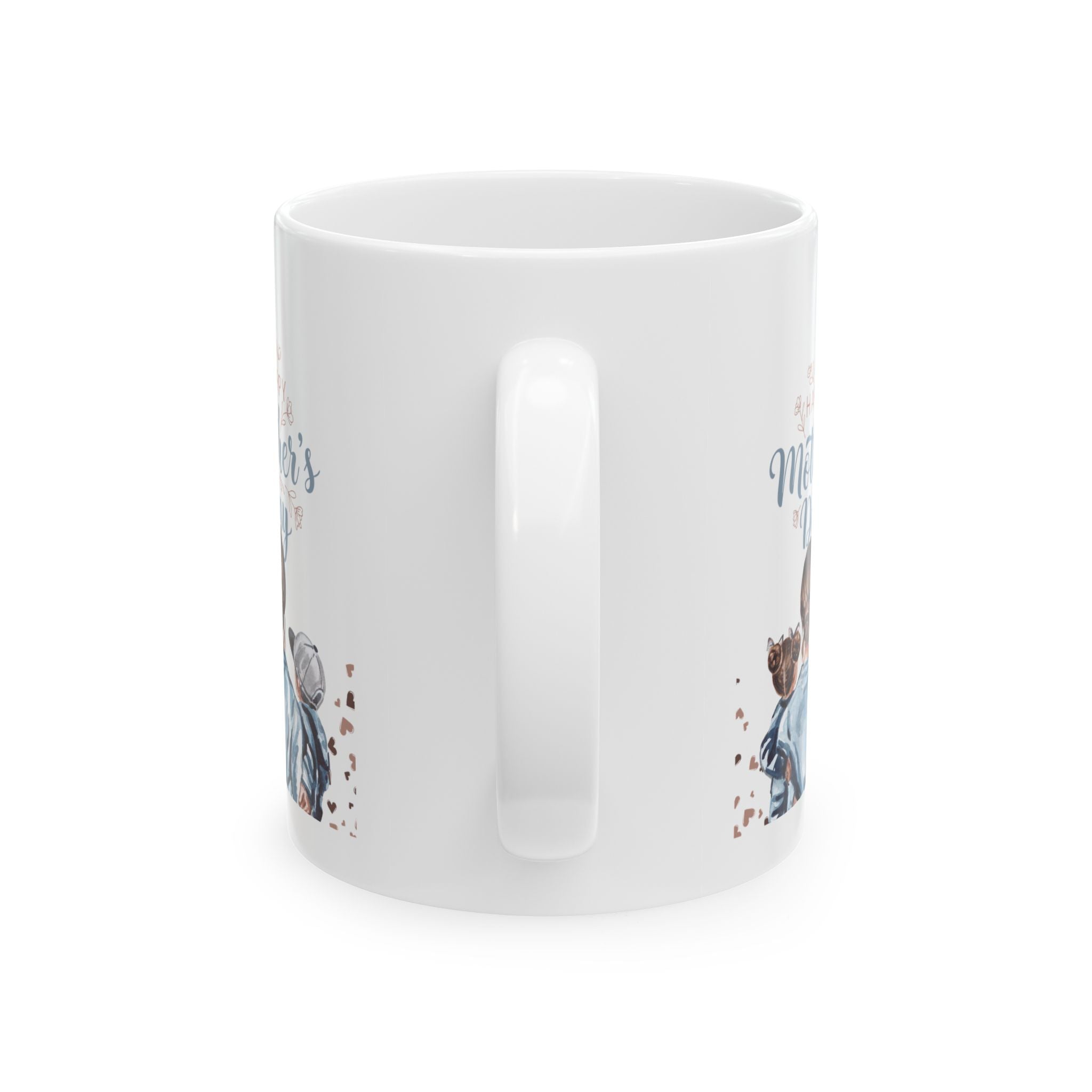 Mother’s Day Ceramic Mug – “Happy Mother’s Day” Mom with Kids Illustration (11oz, 15oz)