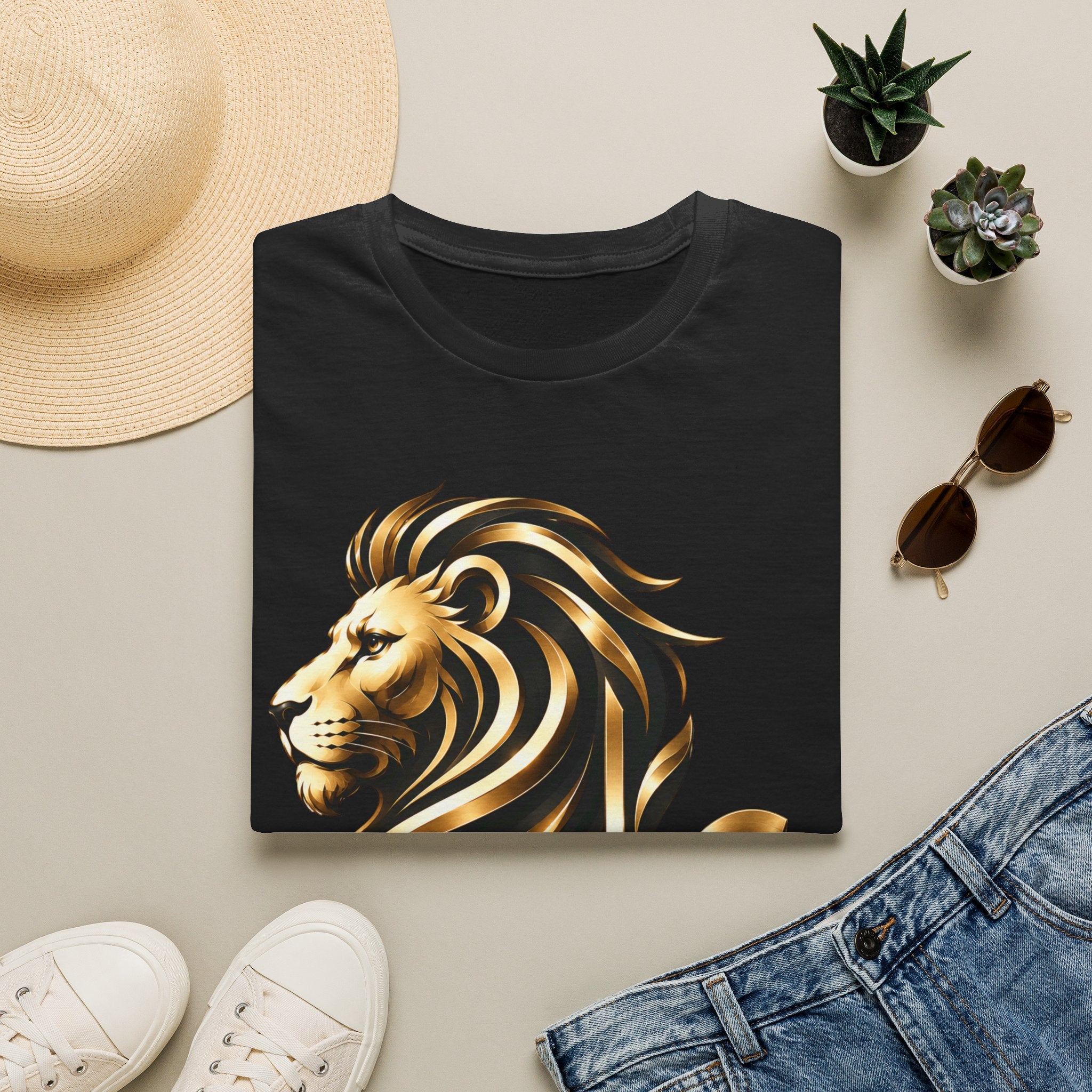 Lion Portrait ALI Name T-Shirt — Regal Golden Lion Graphic Tee