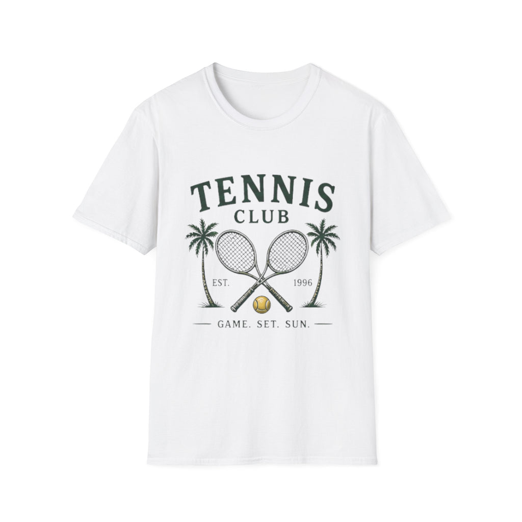 Tennis Club Vintage Graphic unisex T-Shirt — Game Set Sun Palm Court Tee