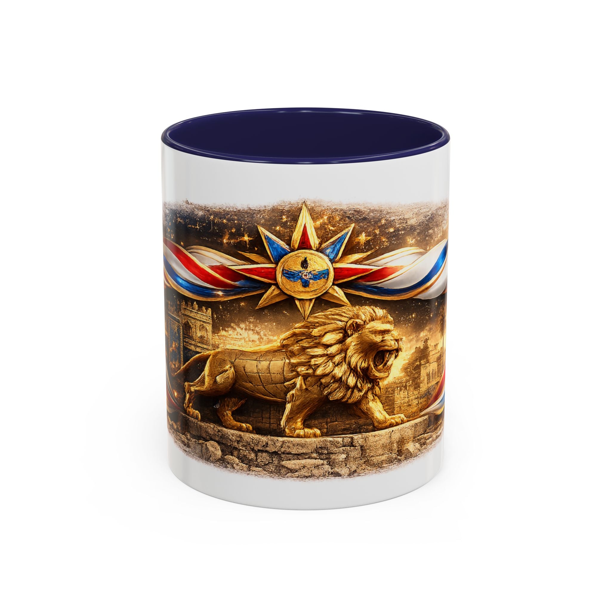 Golden Lion Emblem Accent Coffee Mug (11oz)