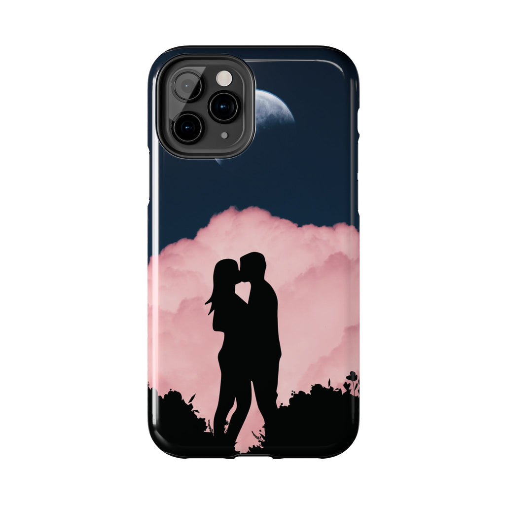 Tough Phone Case — Romantic Couple Silhouette with Moon & Pink Cloud