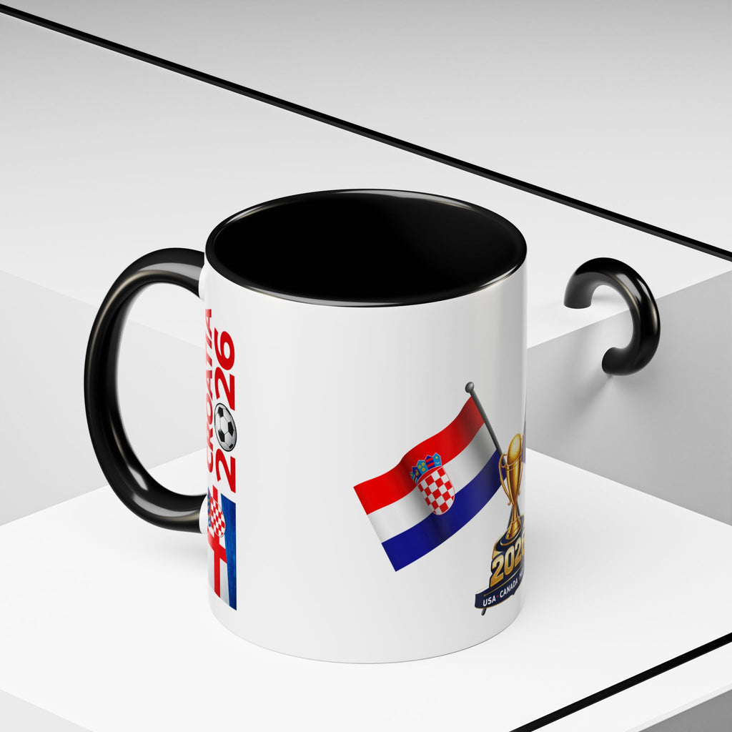 Croatia 2026 Soccer Fan Coffee Mug — Flags & Trophy Cup Design