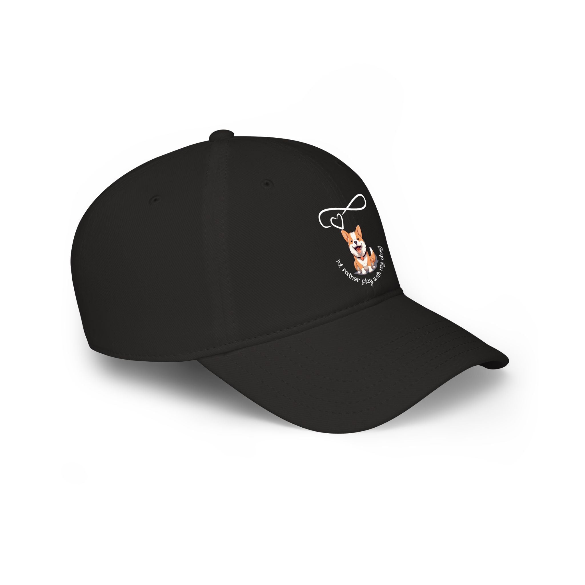 Corgi Pawprints Low Profile Baseball Cap — "My Rescue Dog Has My Heart" Red Cap