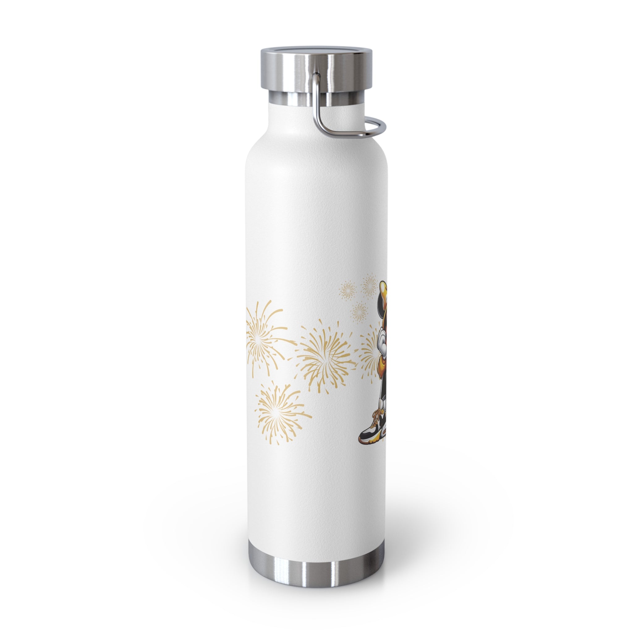 22oz Insulated Water Bottle — Cute Minnie Mouse Gold Sparkle Design