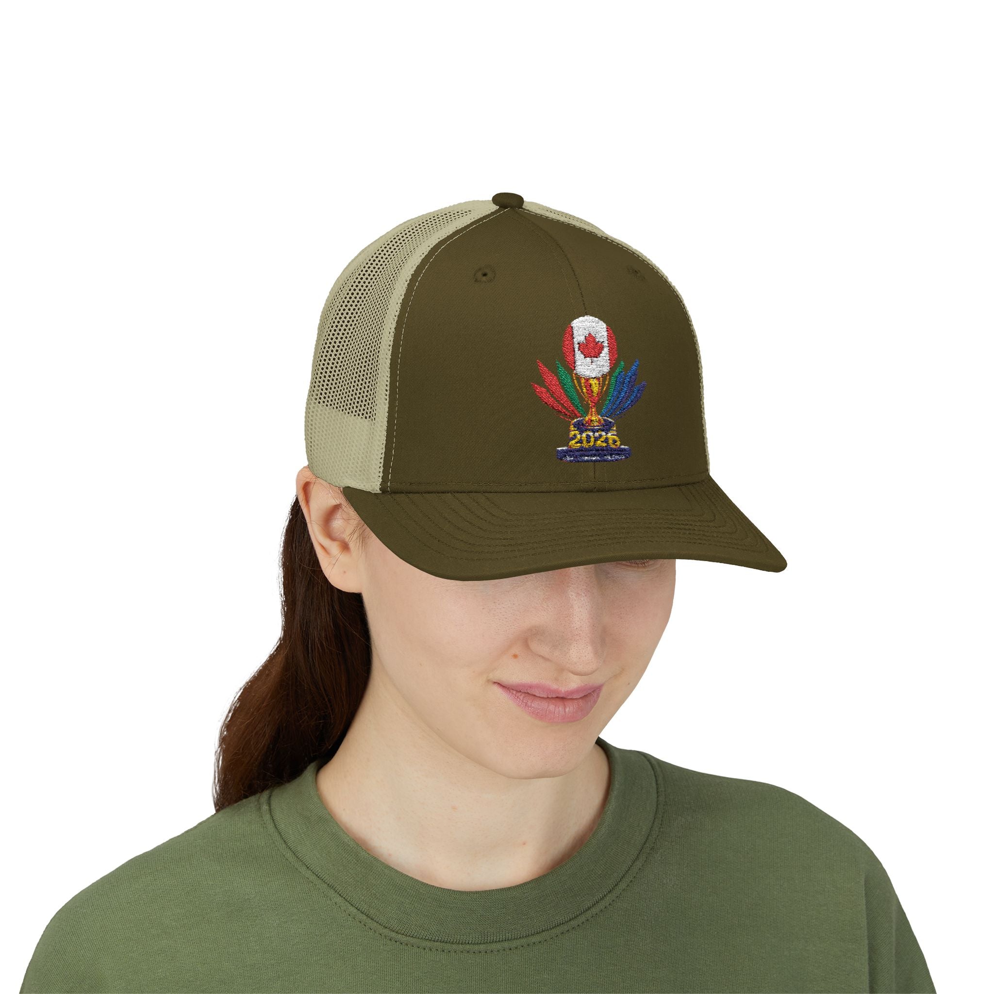 Embroidered Colorful Trophy Trucker Cap - Snapback Mesh Hat