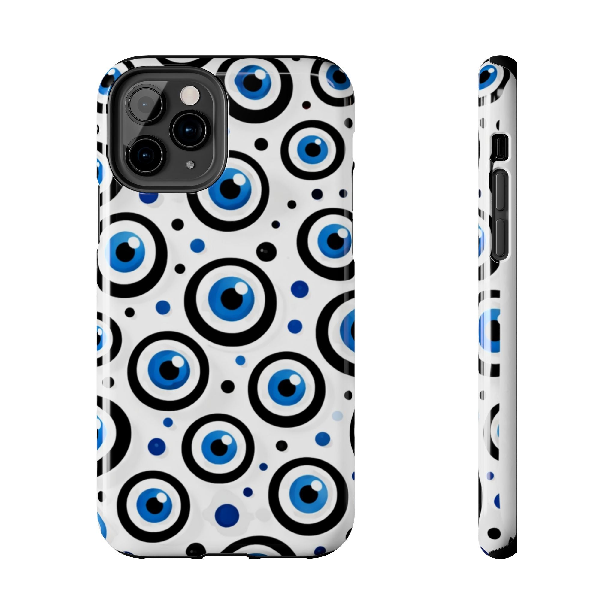 Blue Evil Eye Pattern Tough Phone Case — Protective Ceramic Nazar Design