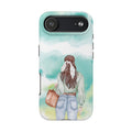 Watercolor Girl Tough Phone Case — Trendy Pastel Back-to-School Protective Cover