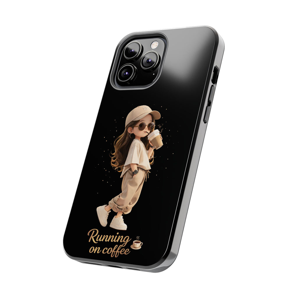 Phone Case — 'Running on Coffee' Cute Coffee Girl Protective Case