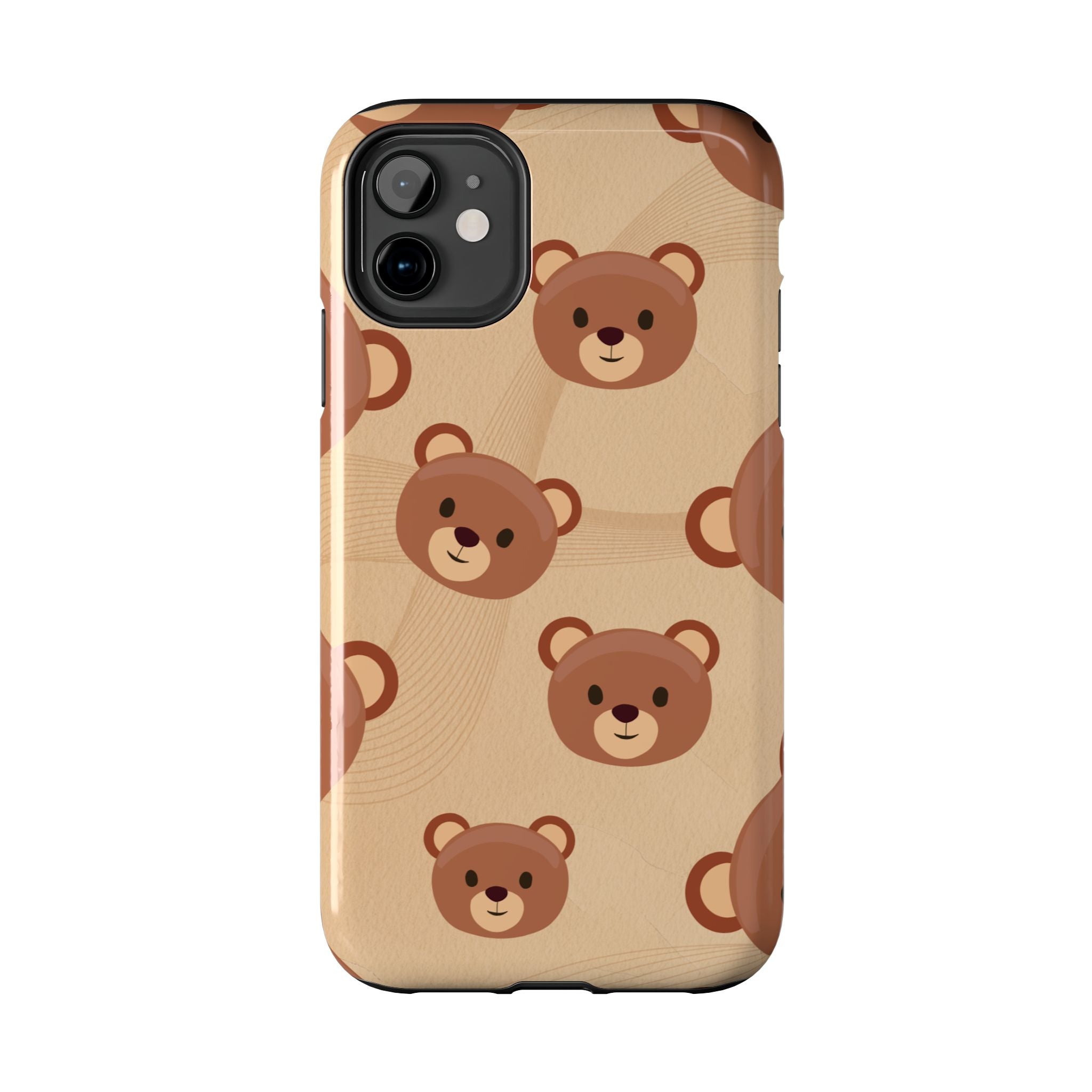Bear Pattern Tough Phone Case — Cute Brown Bear Protective Phone Cover