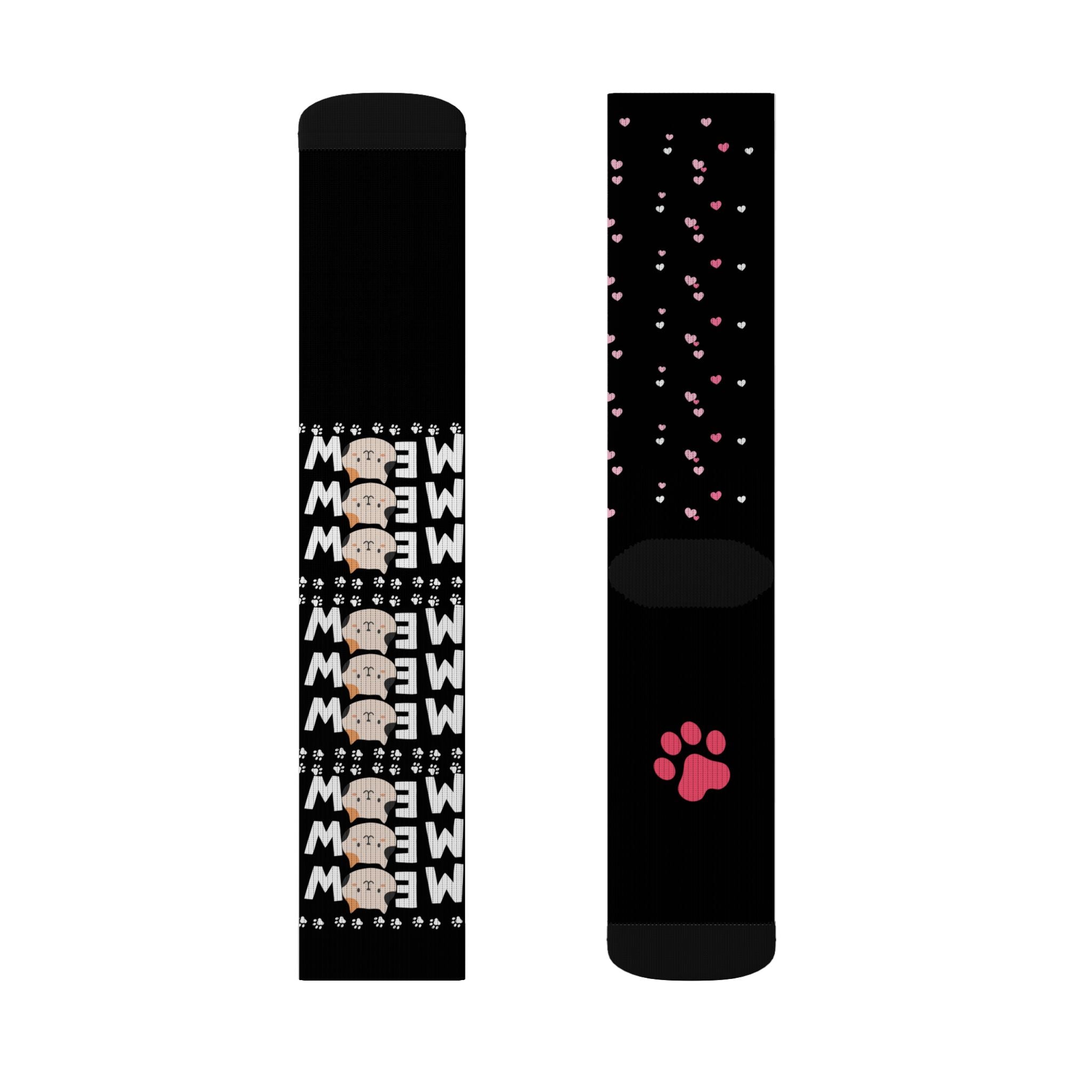 Cat Mom Sublimation Socks — Cute Paw Print Crew Socks for Cat Lovers