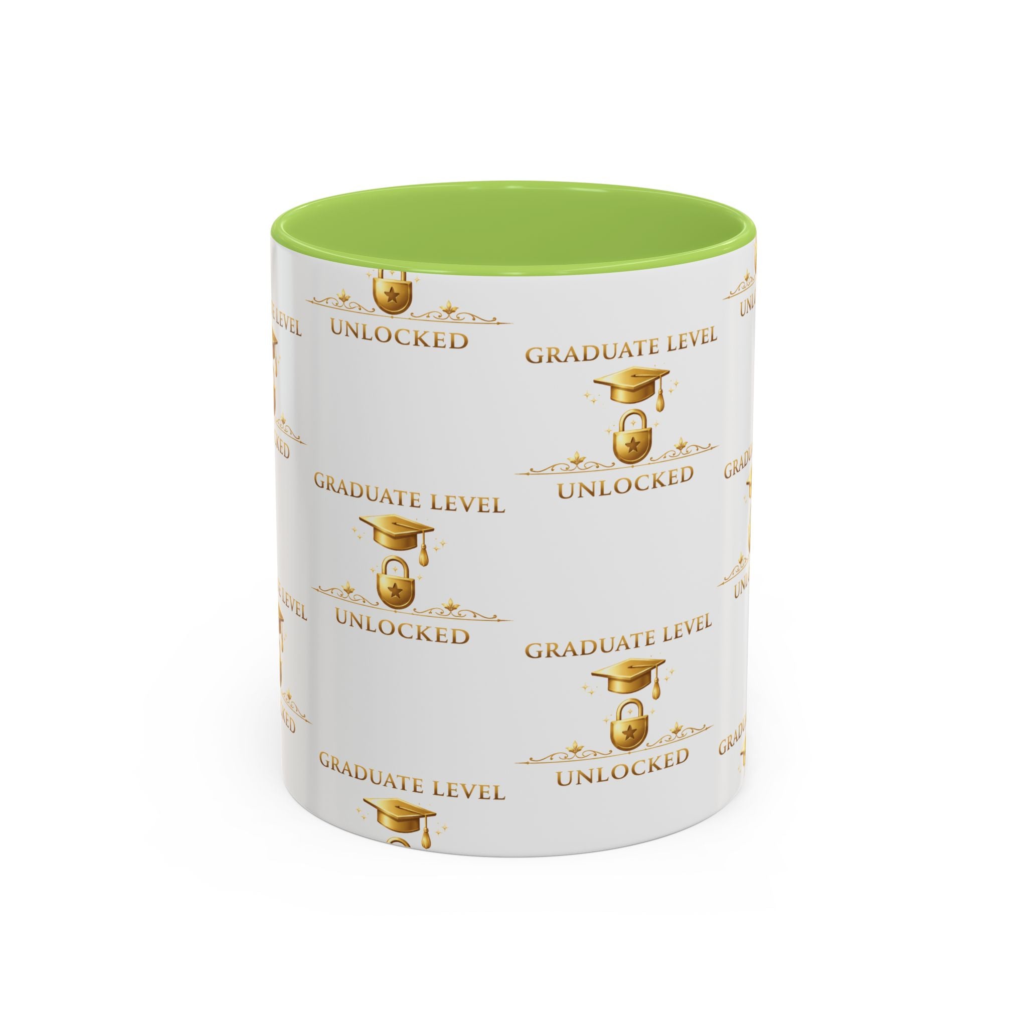 Graduation Level Unlocked Coffee Mug — Gold Cap Grad Gift (11/15oz)