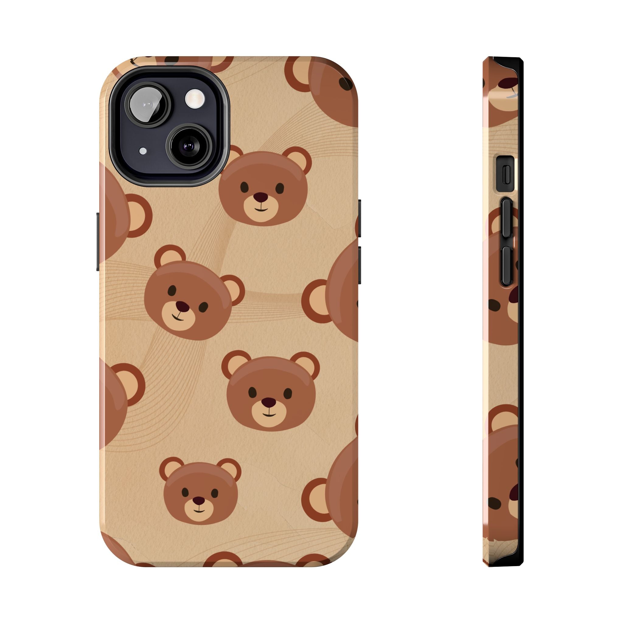 Bear Pattern Tough Phone Case — Cute Brown Bear Protective Phone Cover