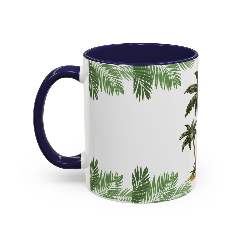 Tropical Palm Coffee Mug — Beachy Accent Mug with Palm Leaves (11oz)