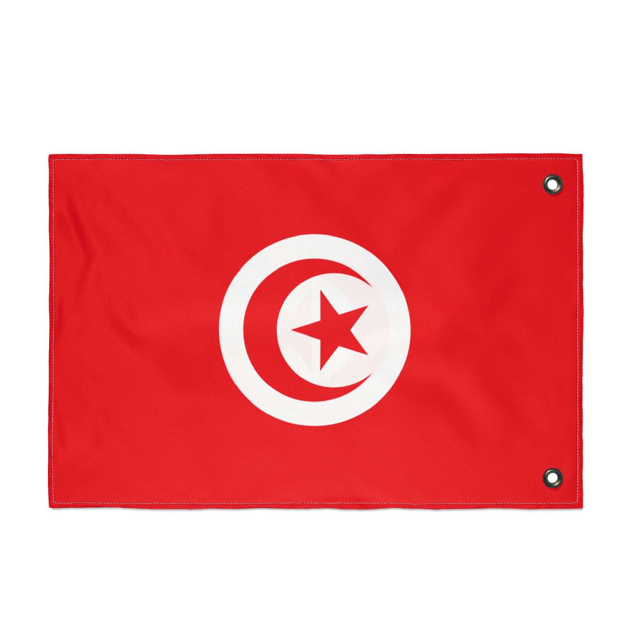 Tunisia Double-Sided Flag - 2 Grommet Red Crescent & Star Outdoor/Indoor Flag