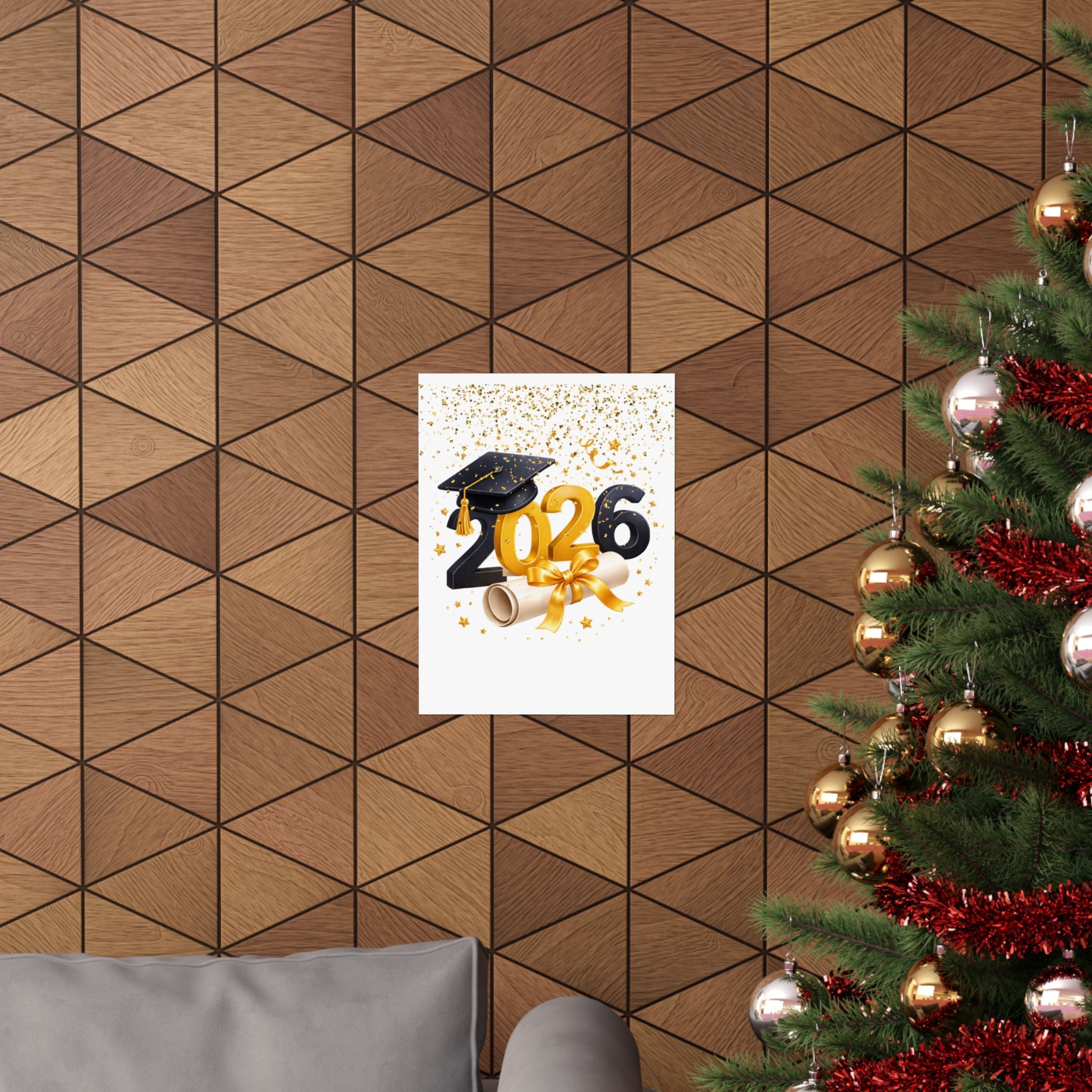 2026 Graduation Poster — Matte Vertical Graduation Wall Art with Cap & Diploma