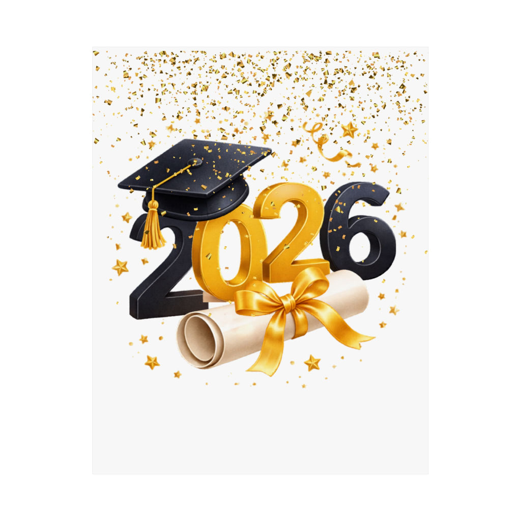 2026 Graduation Poster — Matte Vertical Graduation Wall Art with Cap & Diploma