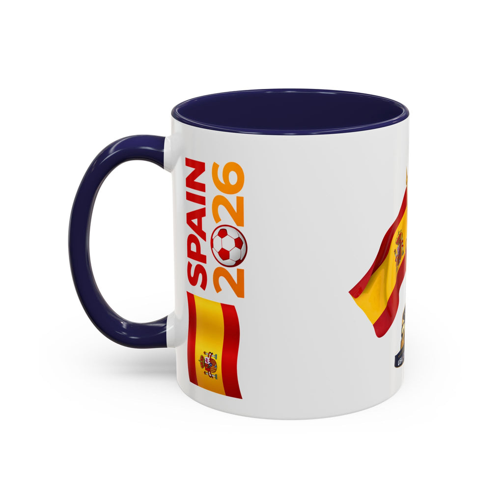Spain 2026 Soccer Trophy Accent Coffee Mug — Spain Flag Football Fan Gift (11/15oz)