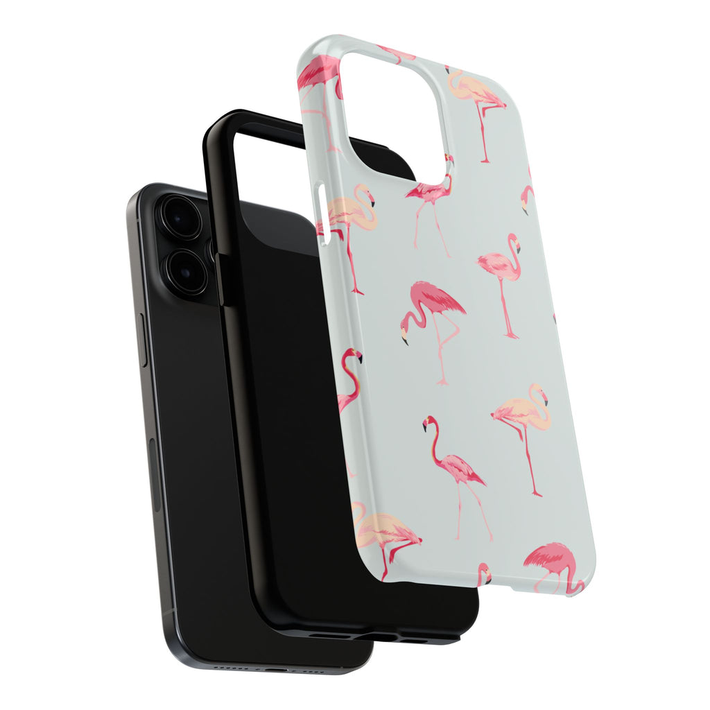 Flamingo Pattern Tough Phone Case — Cute Pink Birds Protective Phone Cover