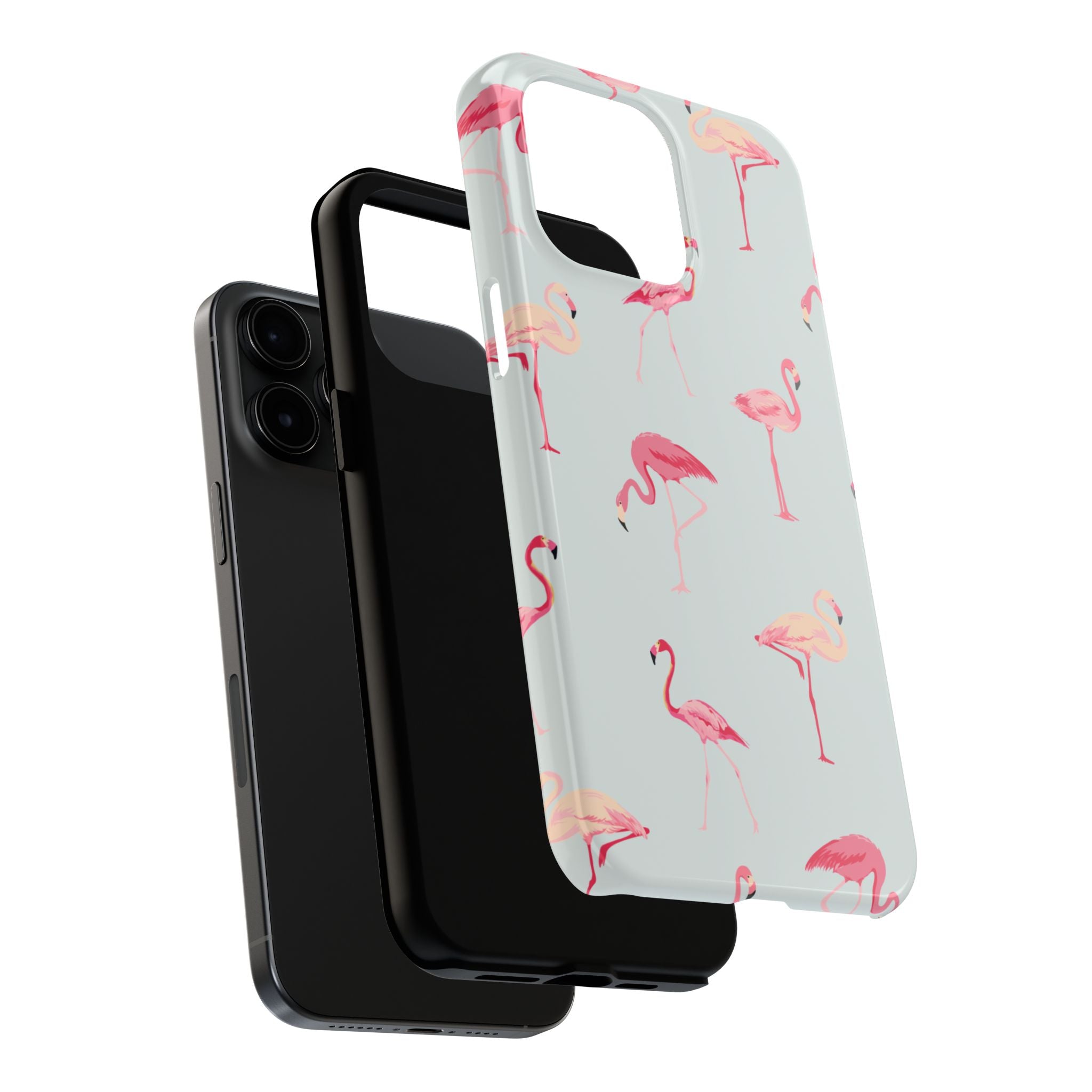 Flamingo Pattern Tough Phone Case — Cute Pink Birds Protective Phone Cover