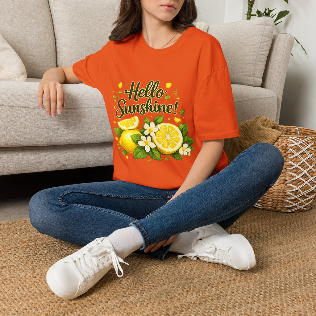 Hello Sunshine Uni Sex T-Shirt — Lemon Floral Summer Tee