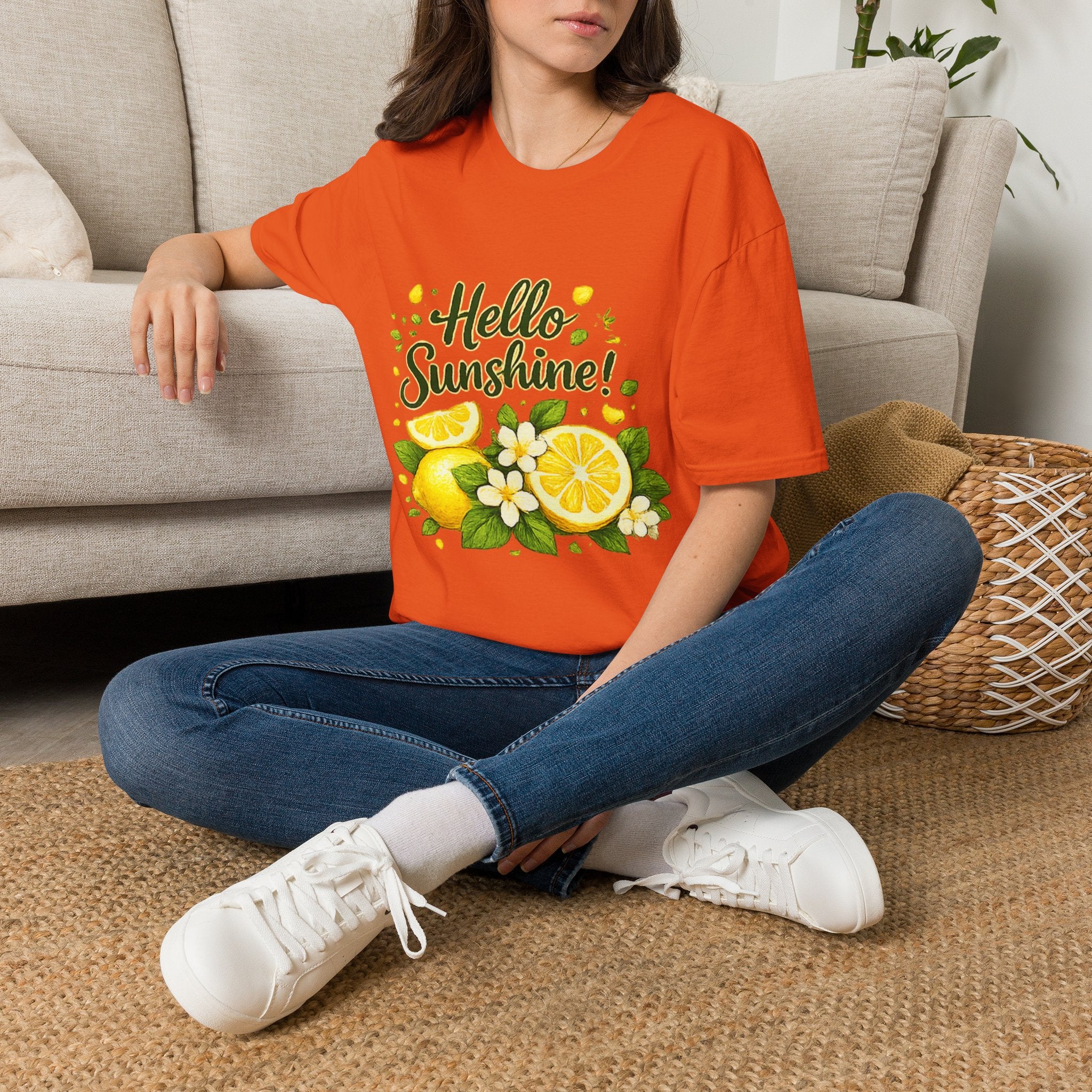 Hello Sunshine Uni Sex T-Shirt — Lemon Floral Summer Tee