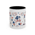 4th of July Accent Coffee Mug — Patriotic Fireworks & God Bless America Design (11oz)