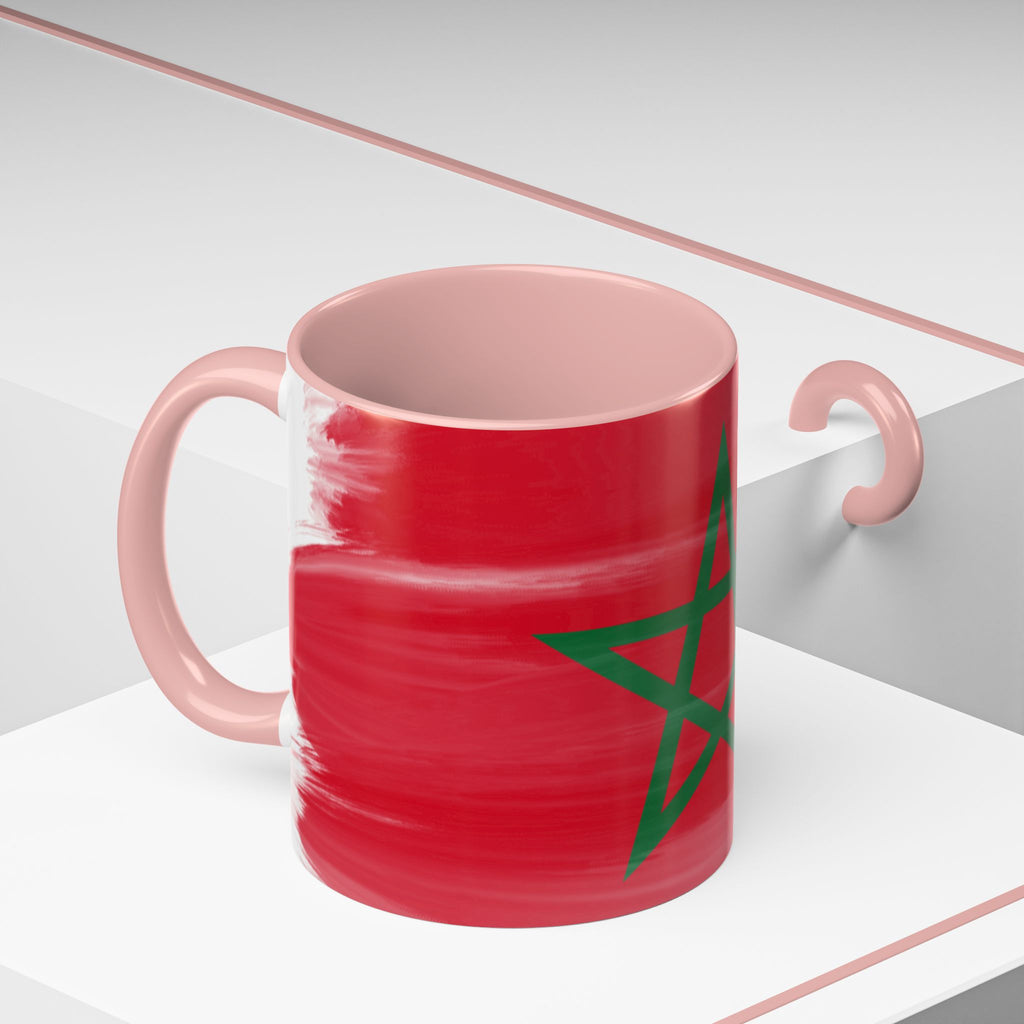 Morocco Flag Accent Coffee Mug — Red & Green Moroccan Star Design (11/15oz)