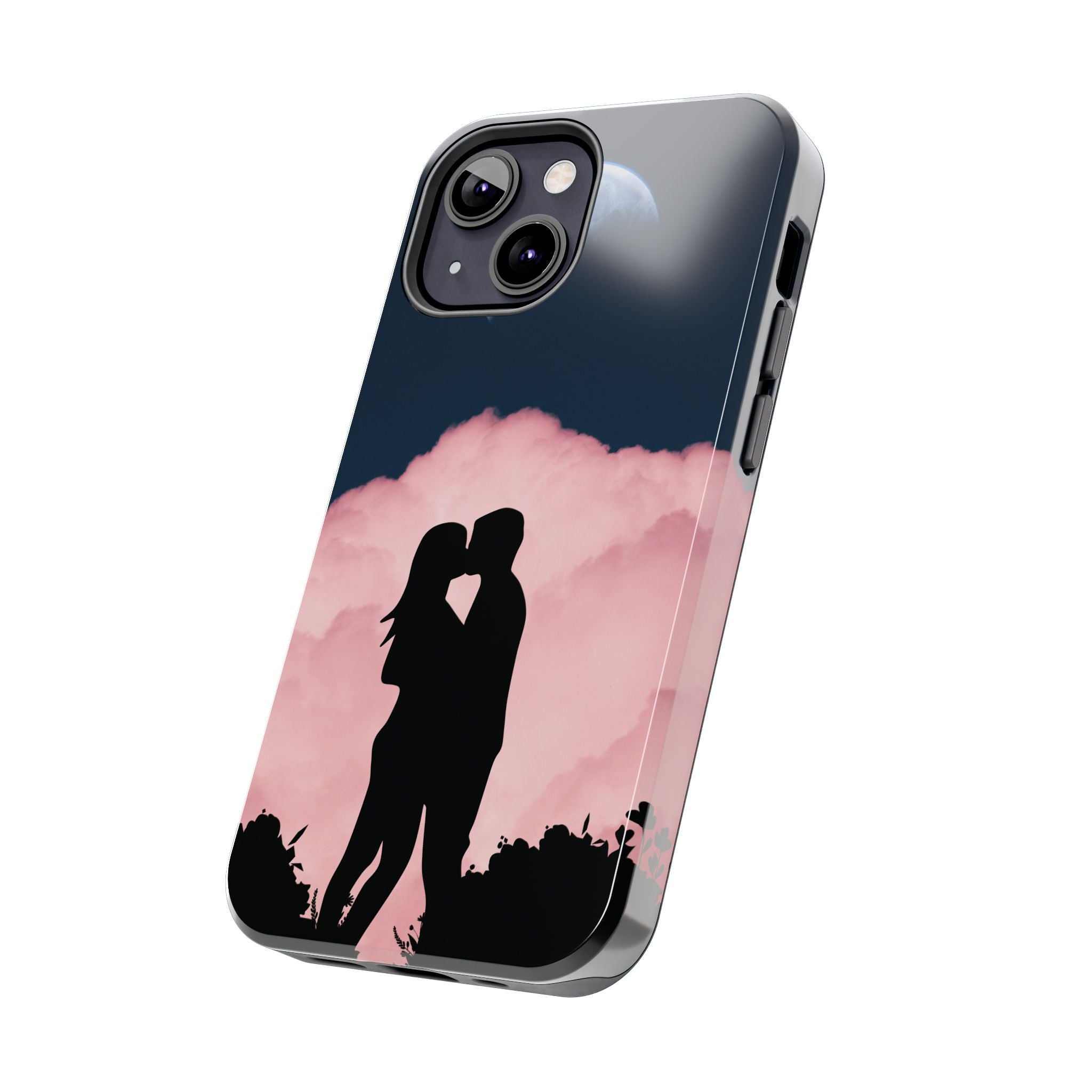 Tough Phone Case — Romantic Couple Silhouette with Moon & Pink Cloud