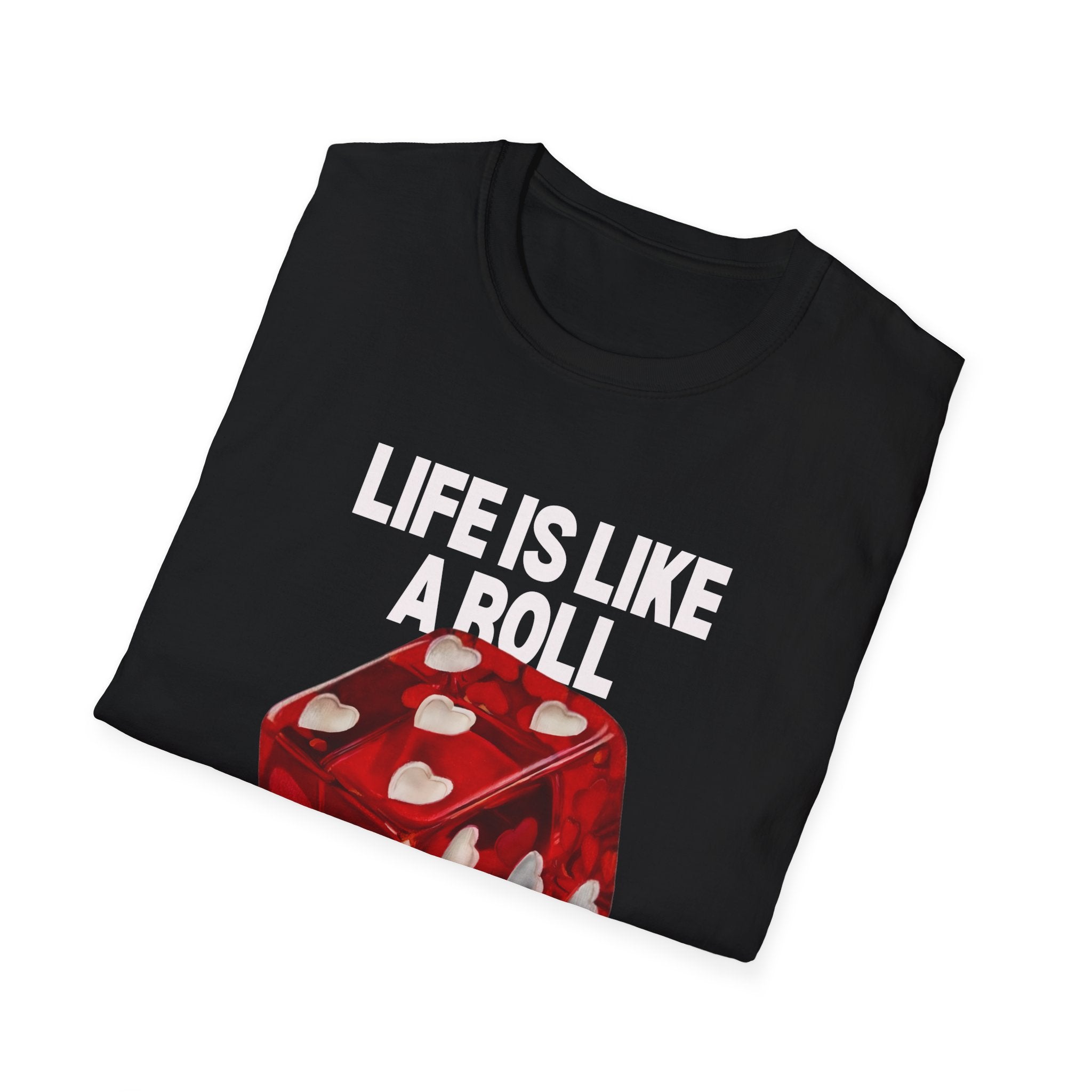 Dice T-Shirt — Red Heart Dice Graphic Tee (Love Dice Design)