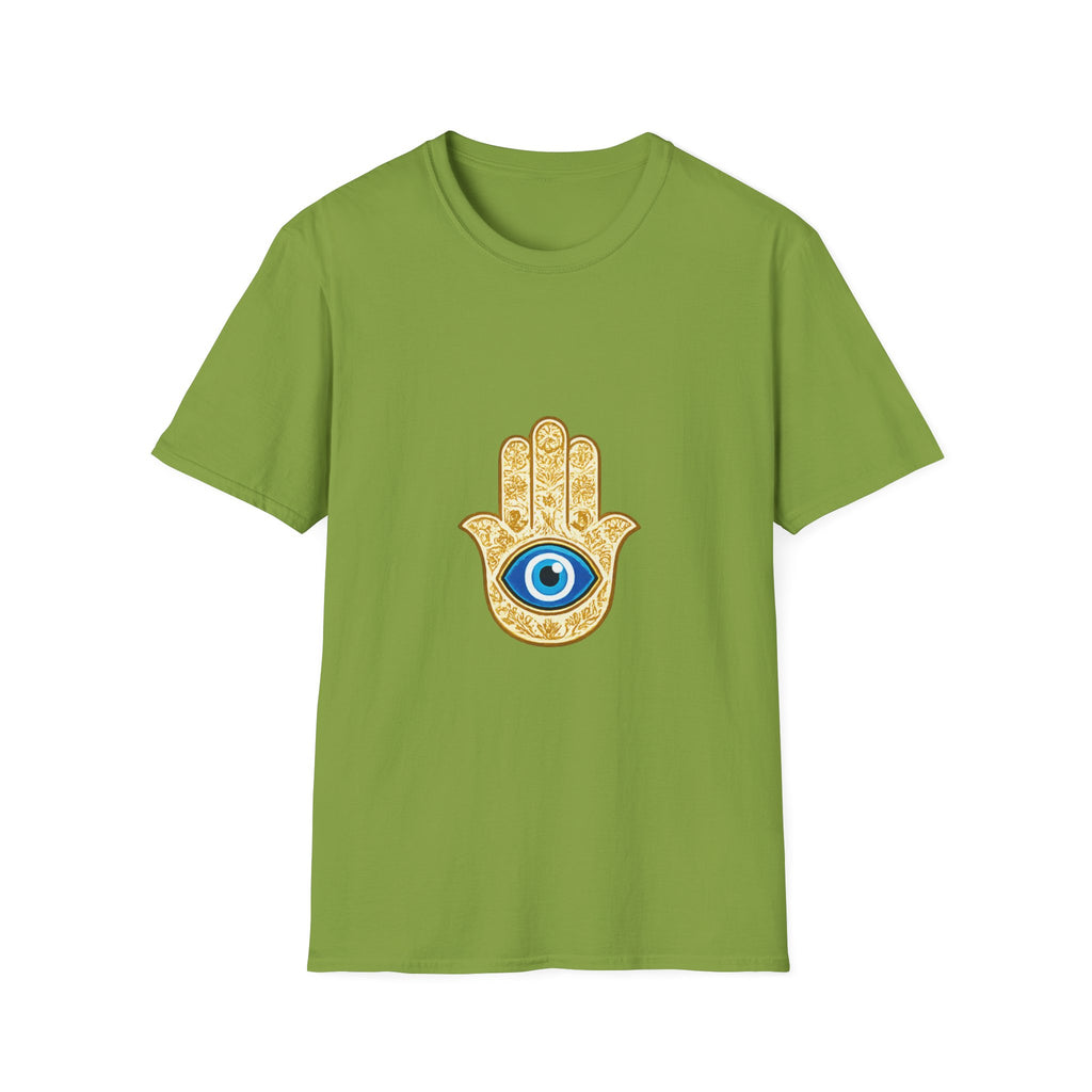 Hamsa Hand T-Shirt with Blue Evil Eye — Protective Spiritual Symbol Tee