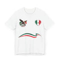 Mexico Soccer T-Shirt — Mexican Flag Heart & Football Stripe Tee