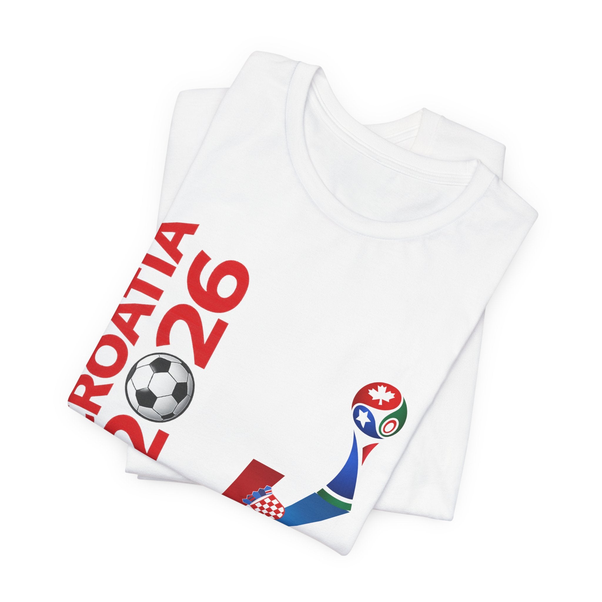 Croatia 2026 Soccer T‑Shirt — Croatian Flag Ribbon Football Tee