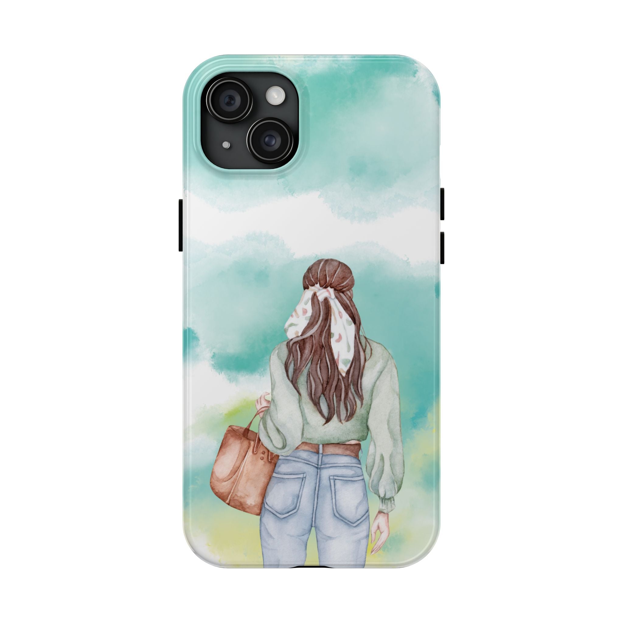 Watercolor Girl Tough Phone Case — Trendy Pastel Back-to-School Protective Cover