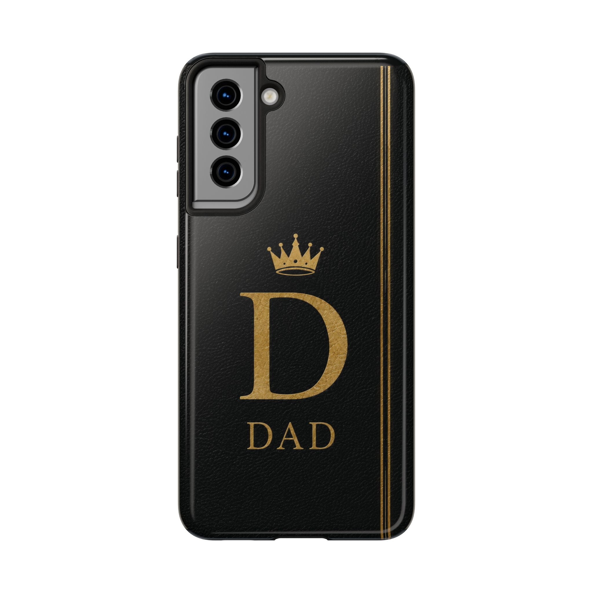 Dad Monogram Tough Phone Case — Black Gold Crown Initial