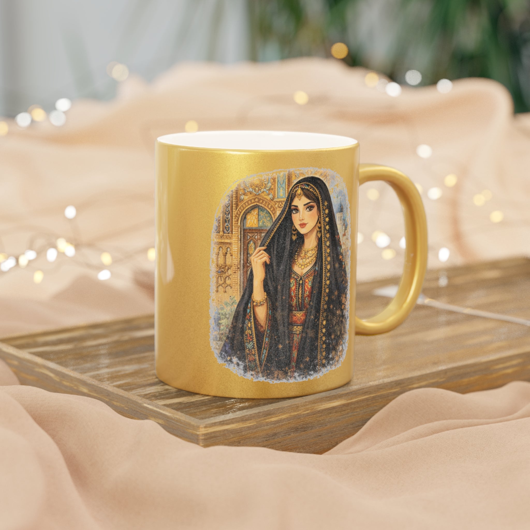 Gold Metallic Mug — Persian Princess Illustration Coffee Cup baghdad