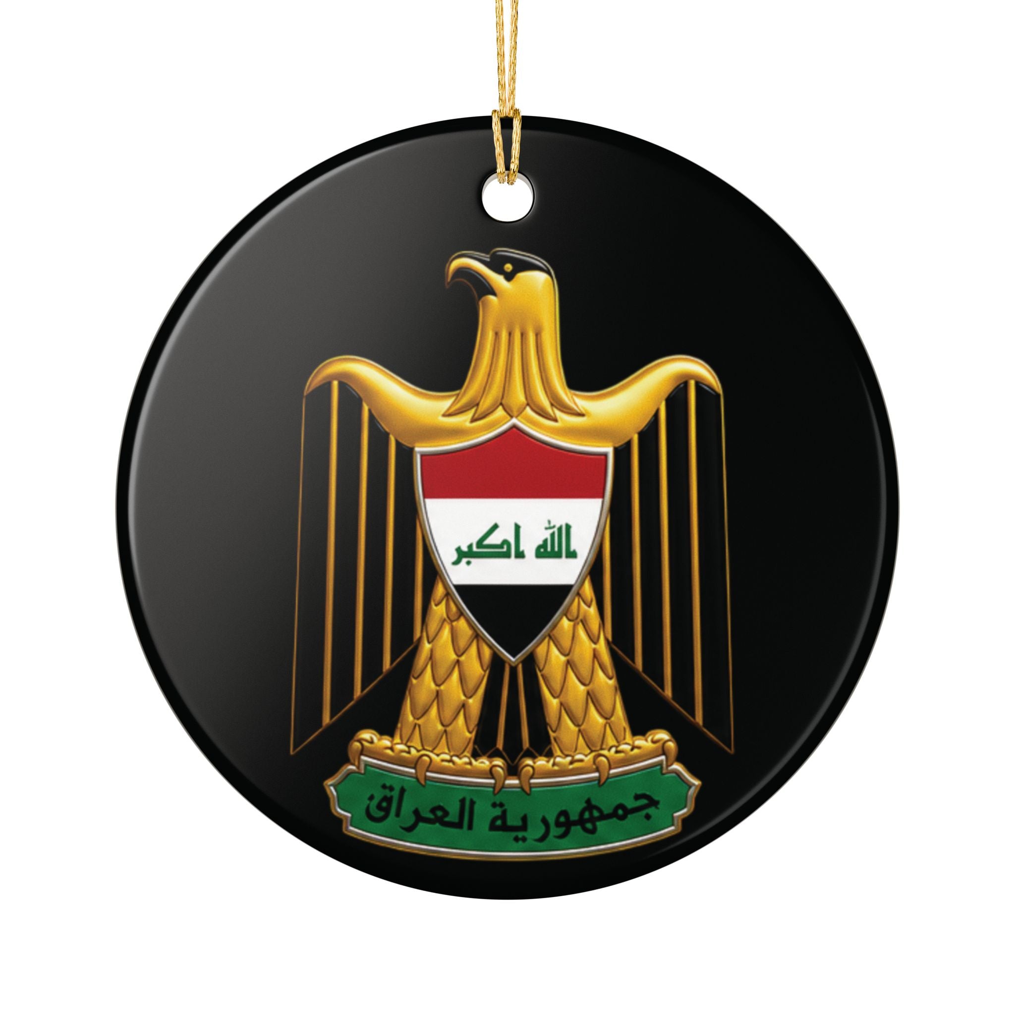 Ceramic Ornament — Gold Eagle Emblem on Black