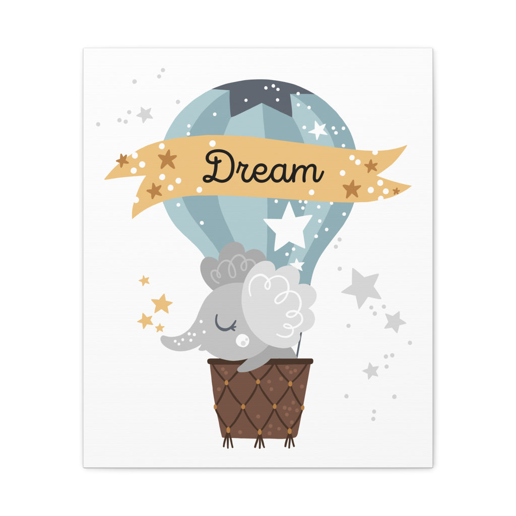 Canvas Wall Art — Dream Elephant Hot Air Balloon Nursery Print