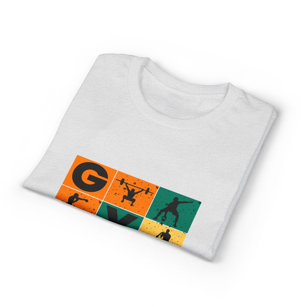 Gym Blocks Graphic T-Shirt — Retro Fitness Silhouette Tee