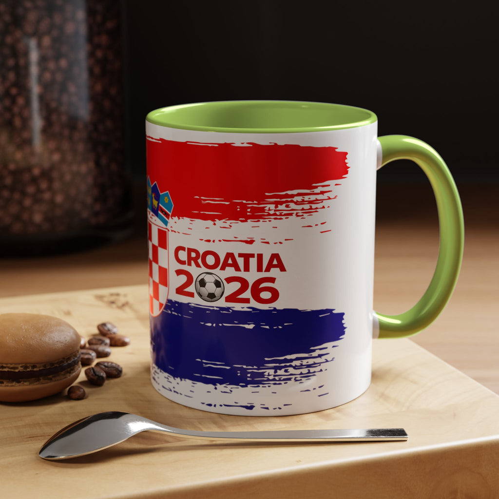 Croatia 2026 Accent Coffee Mug – Red White Blue Crest Soccer Fan Gift