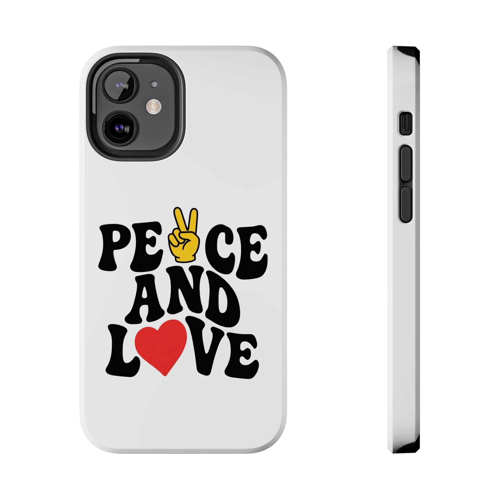 Peace and Love Tough Phone Case — Retro Peace Sign & Heart Protective Cover