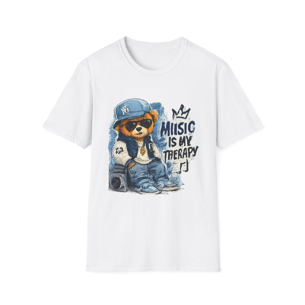 Music Is My Therapy T-Shirt — Teddy Bear Rapper Graphic Tee