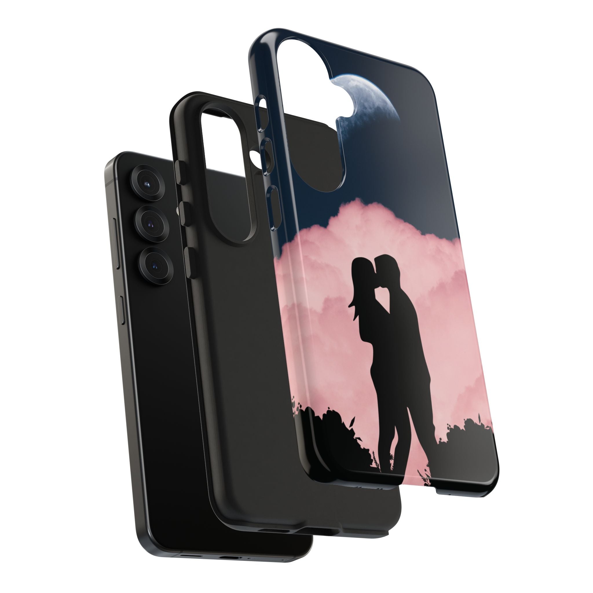 Tough Phone Case — Romantic Couple Silhouette with Moon & Pink Cloud
