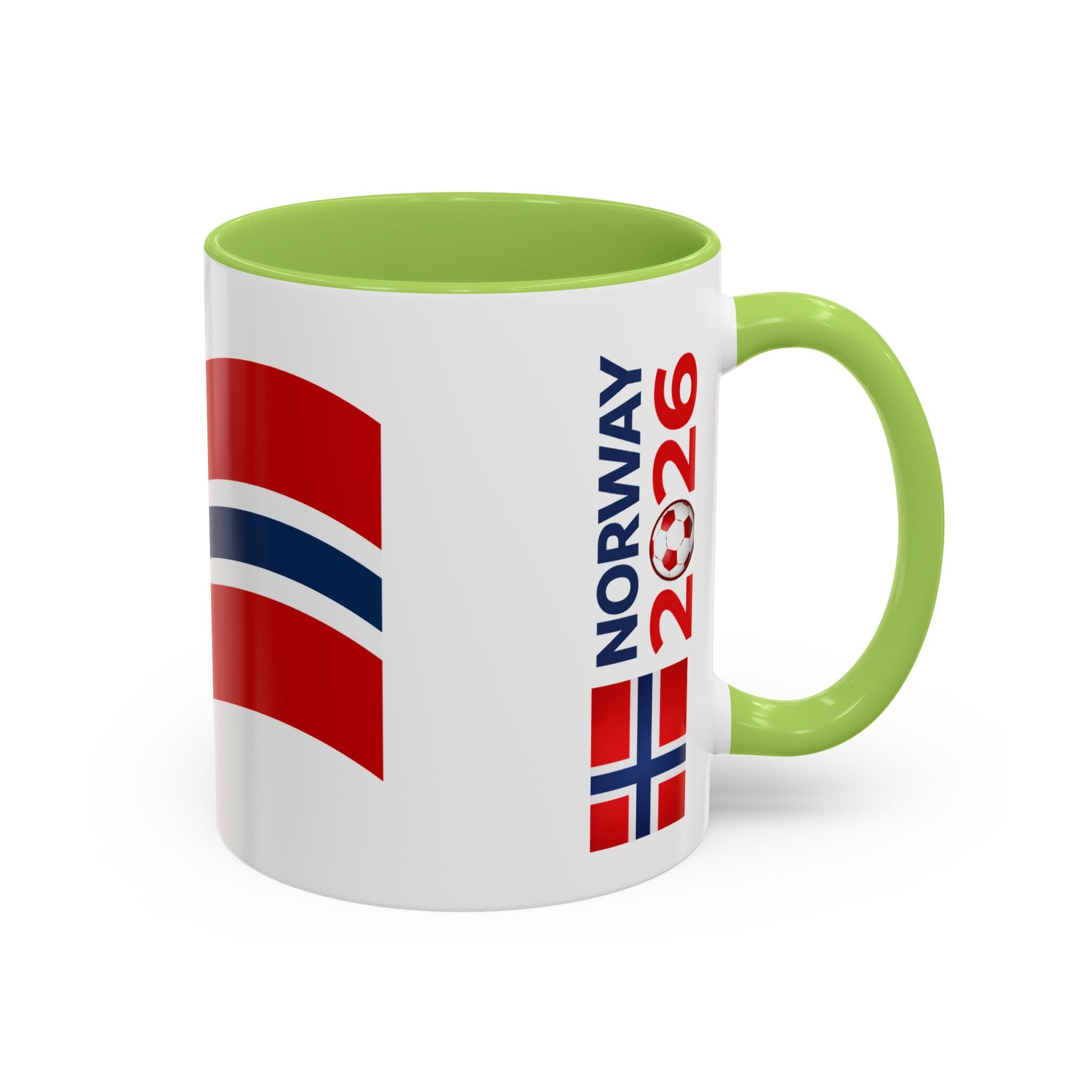 Norway Flag Accent Coffee Mug – Norway 2026 Soccer Fan Ceramic Mug (11/15oz)