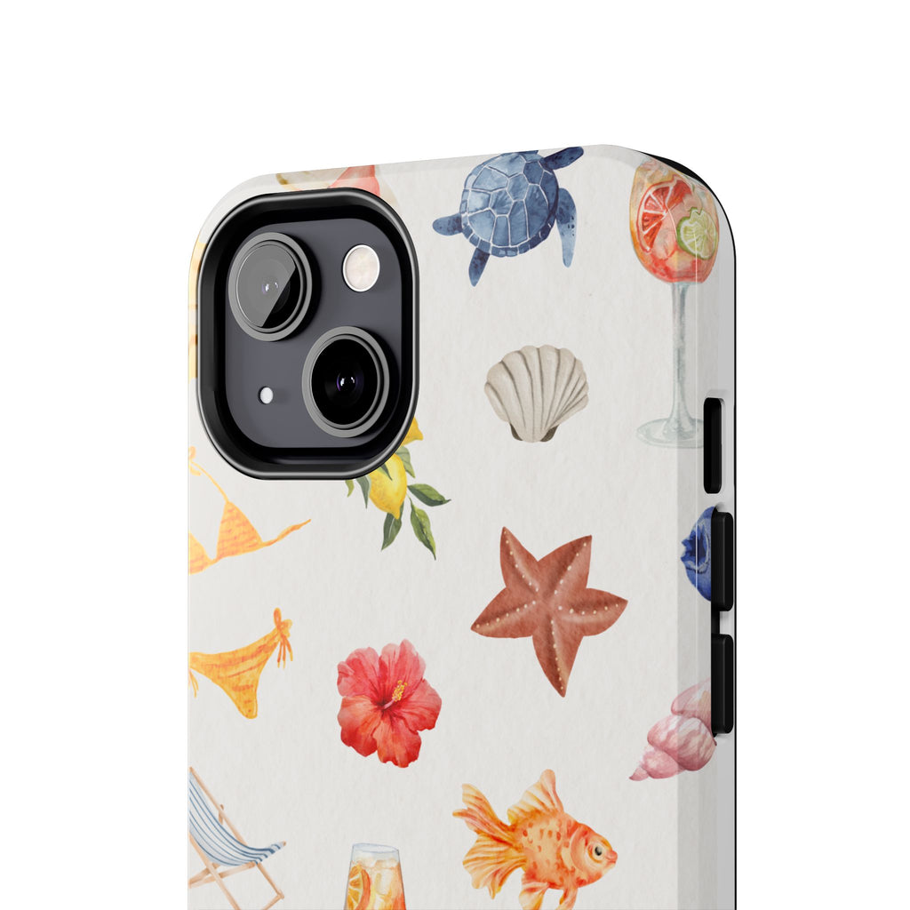 Summer Seashells Pattern Tough Phone Case — Beach Vacation Phone Cover